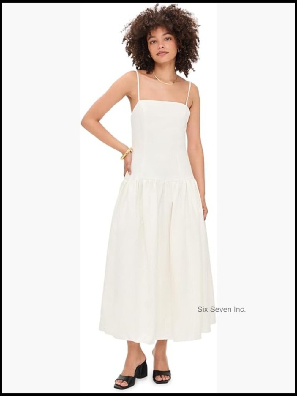 Women's Linen Drop Waist Maxi Dress - Lightweight Non-Stretch